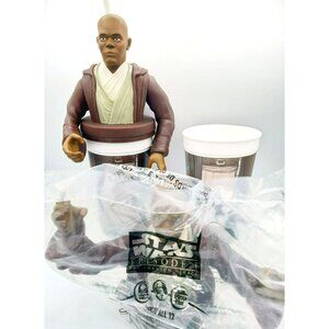 2 Mace Windu Star Wars Episode I Phantom Menace Fast Food Cups Tops Straw 1999
